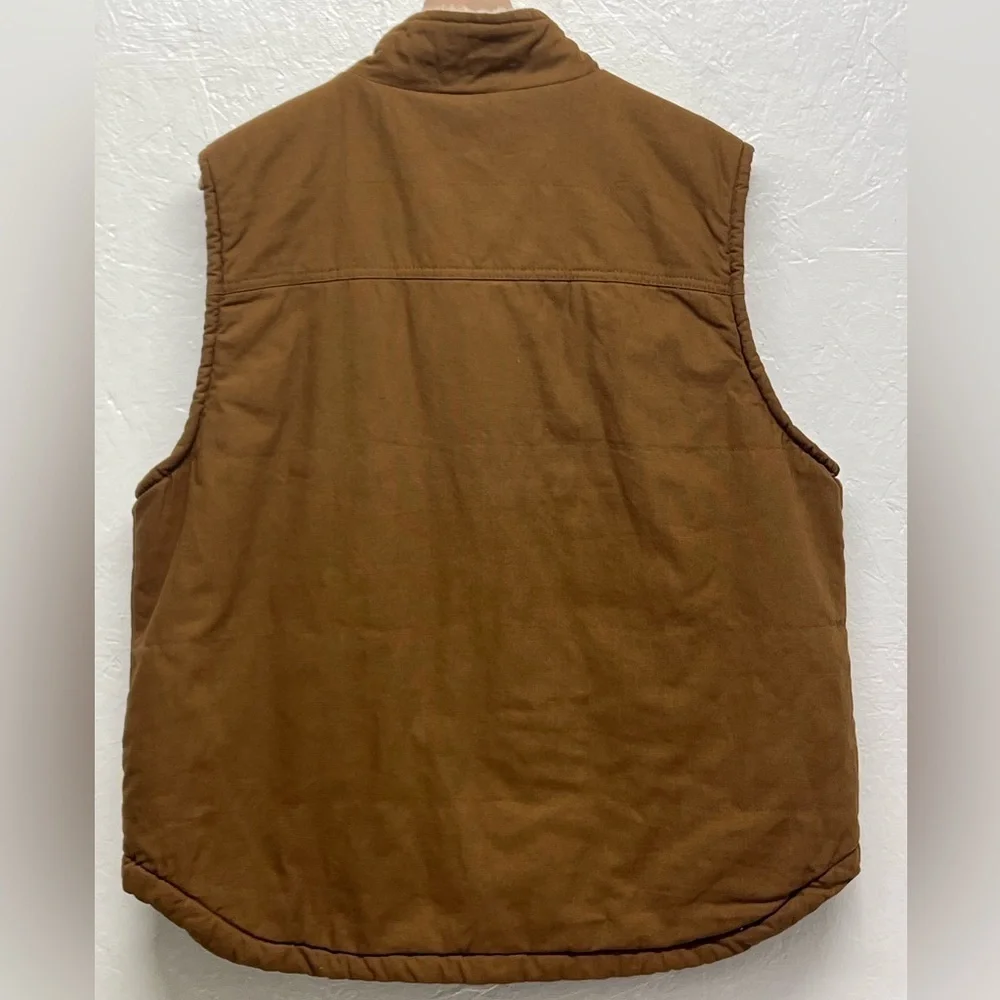 LEE - Men's Zip-Up Sherpa Lined Duck Canvas Workwear Vest - Brown - L